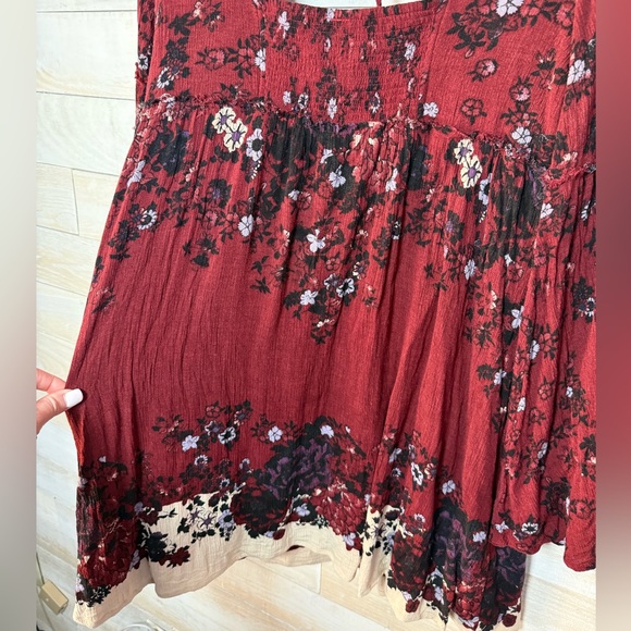 Free People Modern Chinoiserie Floral Print Mini Dress Merlot Combo Size M - Picture 6 of 7